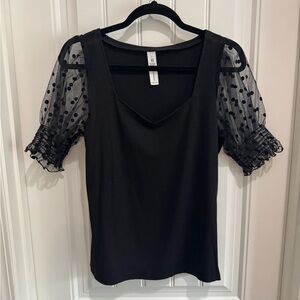 Elegant Black Sheer Sleeve Top